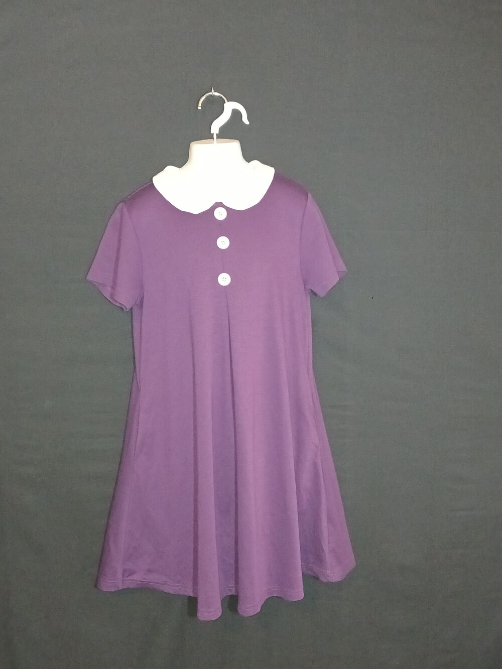 GORLYA Purple Dress 12Y White Collar Short Sleeve Girls